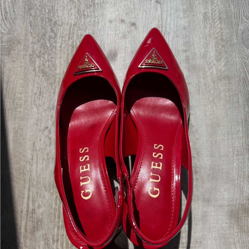GUESS Women's Red Slingback Heels - Picture 3 of 4